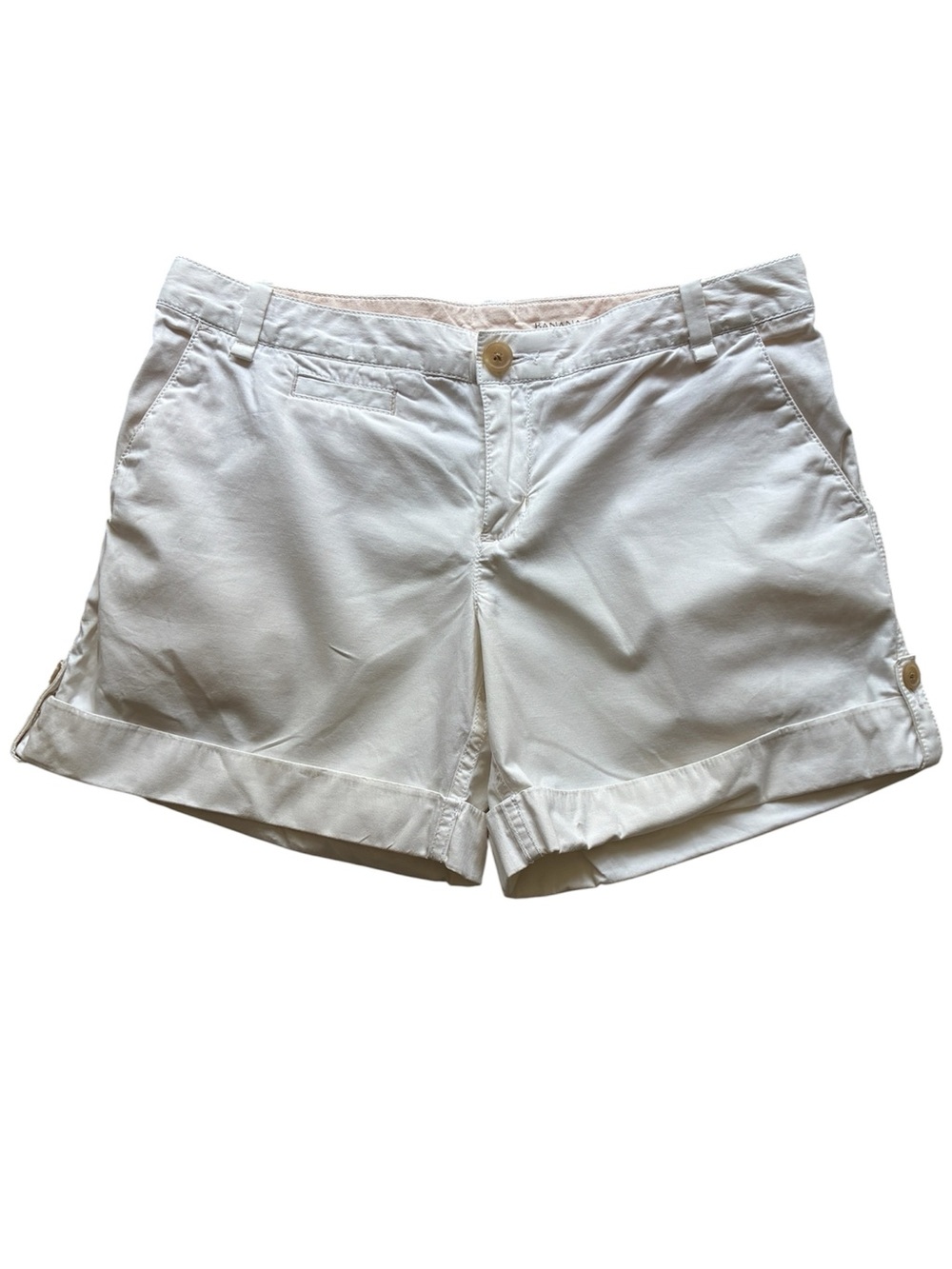 Banana Republic Women's Cream Cuffed Stretch Cotton Shorts Size 2